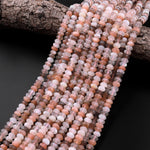 AAA Natural Multicolor Moonstone 5mm 6mm Faceted Rondelle Peach Creamy White Moonstone 15.5" Strand