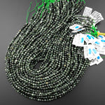 AAA Natural Green Seraphinite Faceted Round Beads 2mm 3mm 4mm 5mmGemstone From Russia 15.5" Strand
