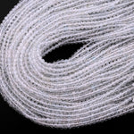 AAA Faceted Natural White Topaz 3mm 4mm 5mm 6mm Round Beads Micro Diamond Cut Gemstone Real Genuine Blue Topaz Gemstone 15.5" Strand