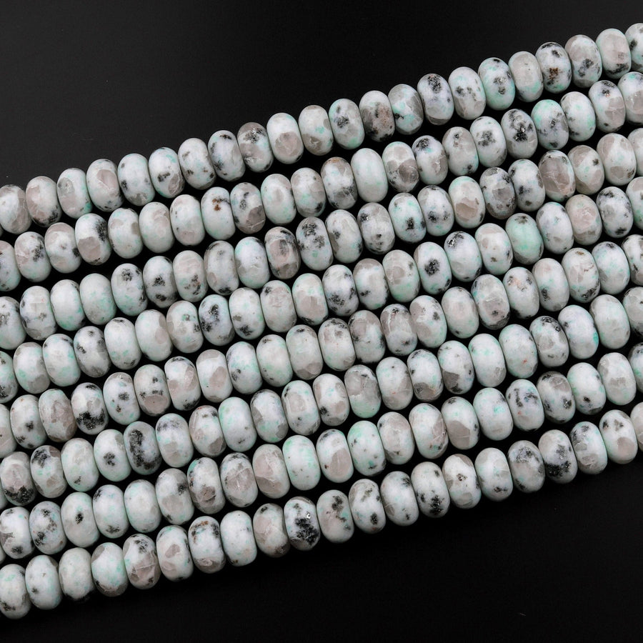 Natural Kiwi Jasper 8mm and 10mm Rondelle Beads 15.5" Strand
