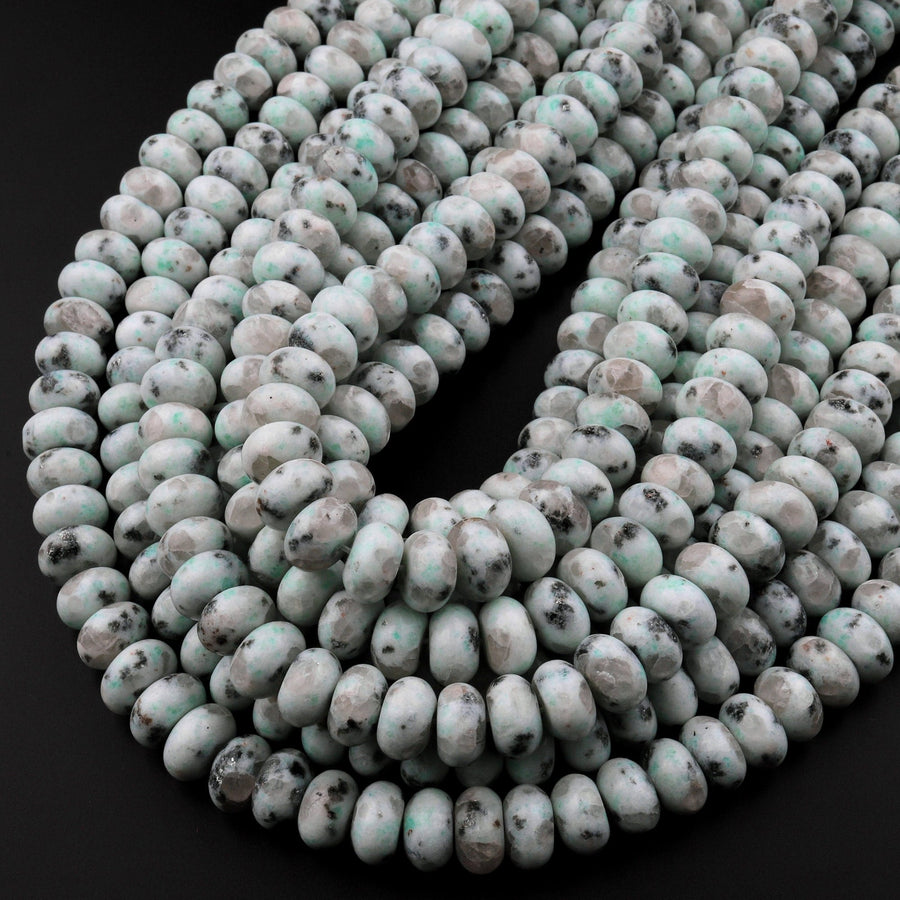 Natural Kiwi Jasper 8mm and 10mm Rondelle Beads 15.5" Strand
