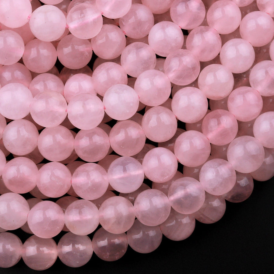 AAA Natural Pink Rose Quartz 4mm 6mm 8mm 10mm 14mm Round Beads Smooth Polished Pastel Soft Baby Pink Gemstone 15.5" Strand