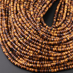 Natural Tiger's Eye 4mm 6mm Heishi Beads 15.5" Strand