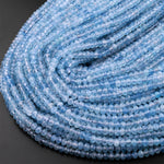 AAA Extra Translucent Faceted Natural Blue Aquamarine Rondelle Beads 3mm 4mm 5mm 7mm 15.5" Strand