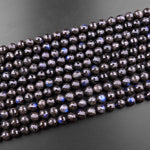 Rare Natural Black Labradorite Faceted Round Beads 6mm 8mm 10mm Blue Flashes 15.5" Strand