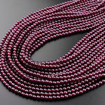 Natural Purple Garnet From Mozambique Smooth 2mm 3mm 4mm 5mm 6mm Round Gemstone Beads 15.5" Strand