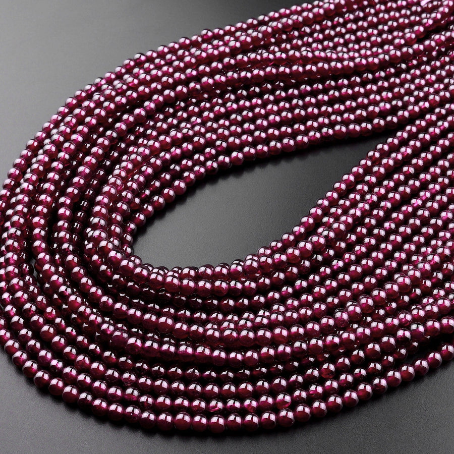 Natural Purple Garnet From Mozambique Smooth 2mm 3mm 4mm 5mm 6mm Round Gemstone Beads 15.5" Strand