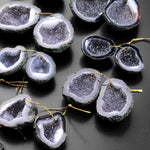Drilled Natural Tabasco Geode Earrings Pair Black Druzy Drusy Agate Freeform Matched Gemstone Beads