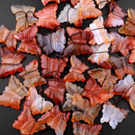 Hand Carved Natural Carnelian Butterfly Pendant Vertically Drilled Gemstone Focal Bead
