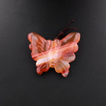 Hand Carved Natural Carnelian Butterfly Pendant Vertically Drilled Gemstone Focal Bead