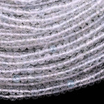 AAA Faceted Natural White Topaz 3mm 4mm 5mm 6mm Round Beads Micro Diamond Cut Gemstone Real Genuine Blue Topaz Gemstone 15.5" Strand