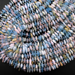 Multicolor Pink Blue Green Aquamarine Morganite Beryl Smooth Freeform Disc Chip Beads 15.5" Strand