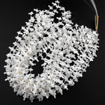 AAA Iridescent Carved Natural White Mother of Pearl Shell Cross Beads Side Drilled 15.5" Strand