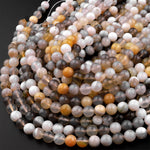 Natural Yellow Botswana Agate 6mm 8mm Round Beads 15.5" Strand