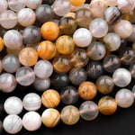 Natural Yellow Botswana Agate 6mm 8mm Round Beads 15.5" Strand