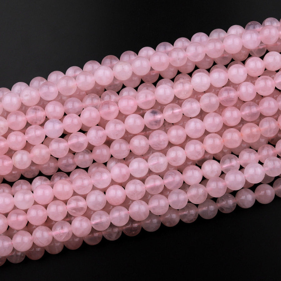 AAA Natural Pink Rose Quartz 4mm 6mm 8mm 10mm 14mm Round Beads Smooth Polished Pastel Soft Baby Pink Gemstone 15.5" Strand