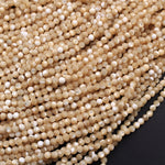 Faceted Natural Brown Mother of Pearl Round Beads 2mm 3mm 4mm Laser Diamond Cut Iridescent Pearl Gemstone 15.5" Strand