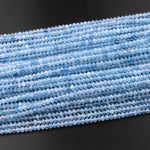 AAA Extra Translucent Faceted Natural Blue Aquamarine Rondelle Beads 3mm 4mm 5mm 7mm 15.5" Strand