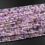 Natural Rainbow Fluorite Faceted 4mm Rondelle Beads Micro Laser Cut Multicolor Gemstone Beads 15.5" Strand