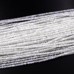 AA Natural Rainbow Moonstone Faceted Rondelle Beads 3mm 4mm Gemstone 15.5" Strand