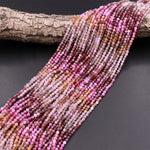 Micro Faceted Multicolor Ruby Sapphire Gemstone Round Beads 3mm 15.5" Strand