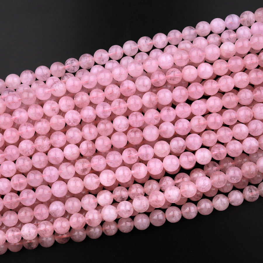 AAA Natural Morganite Beads Smooth 4mm 6mm 8mm 10mm 12mm 14mm Round Beads Pink Beryl Aquamarine Gemstone 15.5" Strand