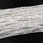 AAA Natural White Mother of Pearl Small Tube Cylinder Beads 15.5" Strand
