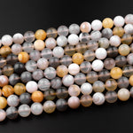 Natural Yellow Botswana Agate 6mm 8mm Round Beads 15.5" Strand