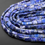 Faceted Natural Snow Mountain Sodalite Nuggets Large Chunky Faceted Flat Rectangle Beads 15.5" Strand