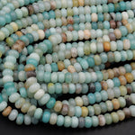 Natural Amazonite Smooth Rondelle 6mm 8mm Beads 15.5" Strand