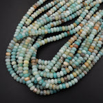 Natural Amazonite Smooth Rondelle 6mm 8mm Beads 15.5" Strand