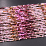 Micro Faceted Multicolor Ruby Sapphire Gemstone Round Beads 3mm 15.5" Strand