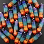 AAA Rainbow Chakra Crystal Pendant Healing Stone Pendulum Tower Point