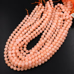 Natural Peach Chalcedony Smooth Round Beads 6mm 8mm 10mm Gemstone 15.5" Strand