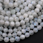 Natural Rainbow Moonstone 4mm 6mm 8mm 12mm Round Beads Tinted Green Color 15.5" Strand
