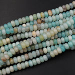 Natural Amazonite Smooth Rondelle 6mm 8mm Beads 15.5" Strand