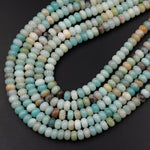 Natural Amazonite Smooth Rondelle 6mm 8mm Beads 15.5" Strand