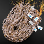 Natural Golden Rutile Quartz Freeform Oval Pebble Nugget Beads Gemstone 15.5" Strand