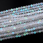 Mermaid Stone beads Aka Mystic Aura Quartz White Matte Synthetic Rainbow Moonstone 6mm 8mm 10mm 12mm Round Beads 15.5" Strand