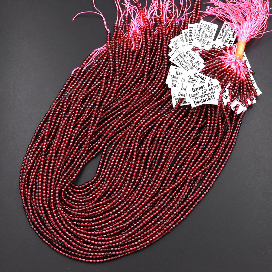 AAA Natural Red Garnet 3mm 4mm 5mm 6mm Round Beads 15.5" Strand