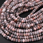 Natural Pink Zebra Jasper 6mm 8mm Smooth Rondelle Beads 15.5" Strand