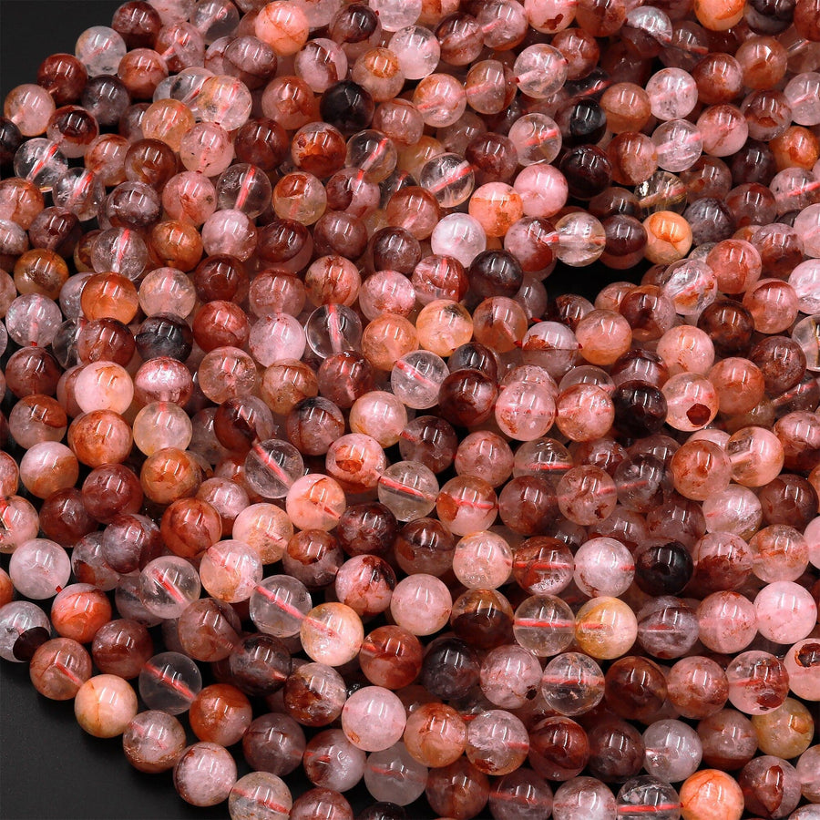 Natural Red Hematoid Lepidocrocite Quartz 6mm 8mm 10mm Round Beads Rare Red Quartz Crystal Powerful Energy Stone From Madagascar Strand