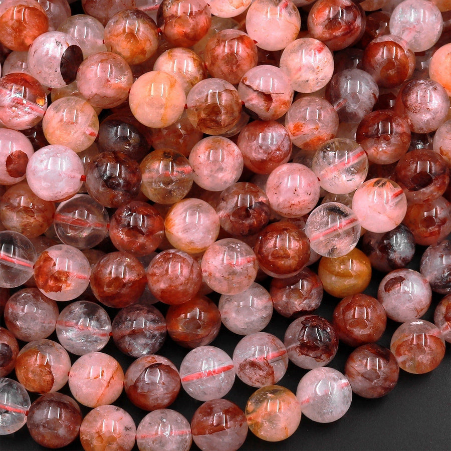 Natural Red Hematoid Lepidocrocite Quartz 6mm 8mm 10mm Round Beads Rare Red Quartz Crystal Powerful Energy Stone From Madagascar Strand