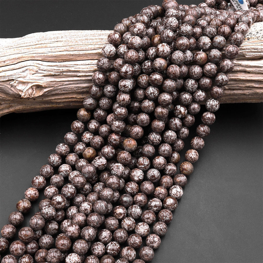 Natural Brown Snowflake Obsidian Beads 4mm 6mm 8mm 10mm Gemstone Round Beads 15.5" Strand