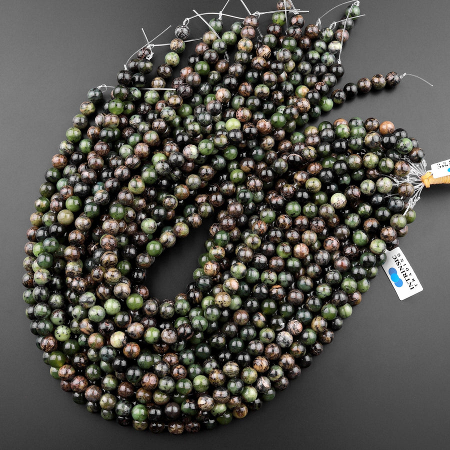 Natural Australian Green Jade 6mm 8mm 10mm Round Beads 15.5" Strand