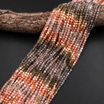 Micro Faceted Multicolor Mixed Gemstone Round Beads 4mm Sunstone Labradorite 15.5" Strand