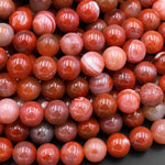 Extremely Rare! AA Natural Moroccan Red Banded Agate 8mm 9mm 10mm 12mm 14mm Round Bead 15.5" Strand