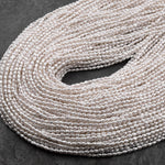 Tiny Small Genuine Freshwater Rice Seed Pearls 2x3mm White Oval Pearl 15" Strand