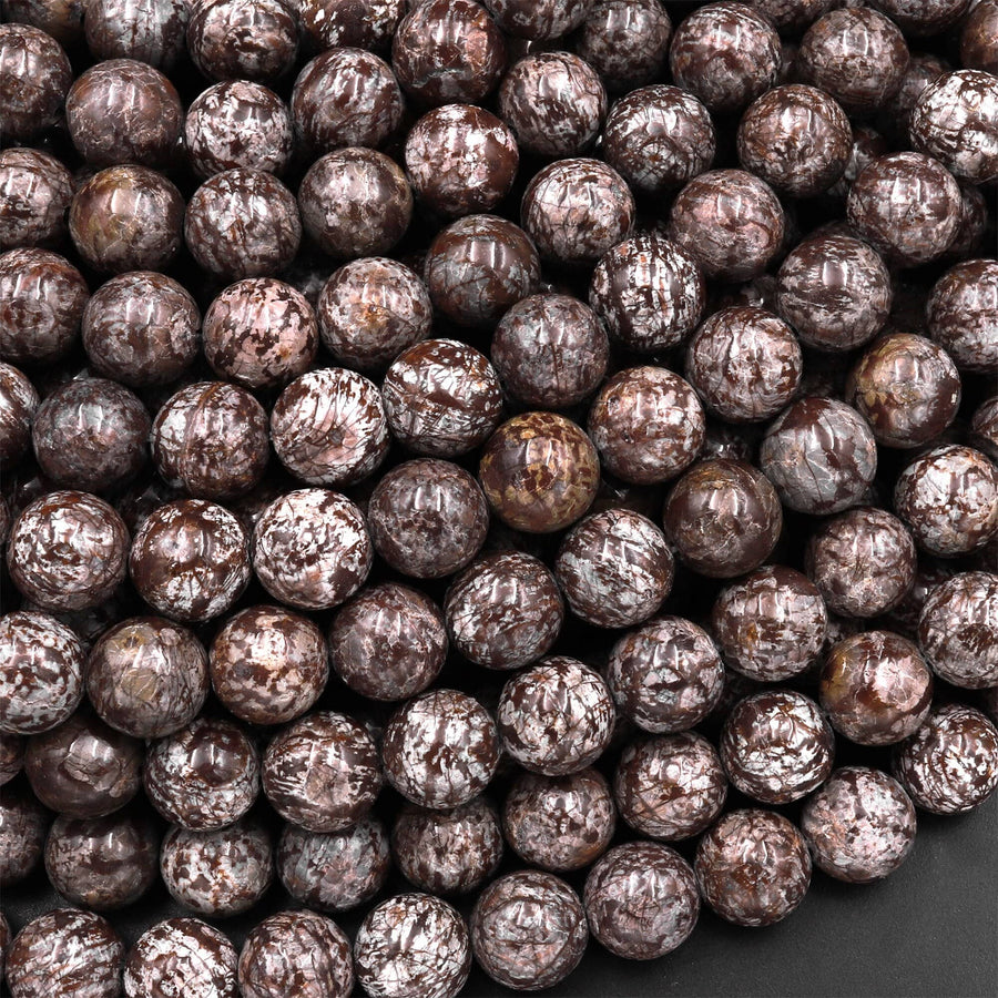 Natural Brown Snowflake Obsidian Beads 4mm 6mm 8mm 10mm Gemstone Round Beads 15.5" Strand