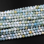 Natural Multicolor Blue Green Canary Aquamarine 4mm 6mm 8mm 10mm 12mm Smooth Round Beads 15.5" Strand